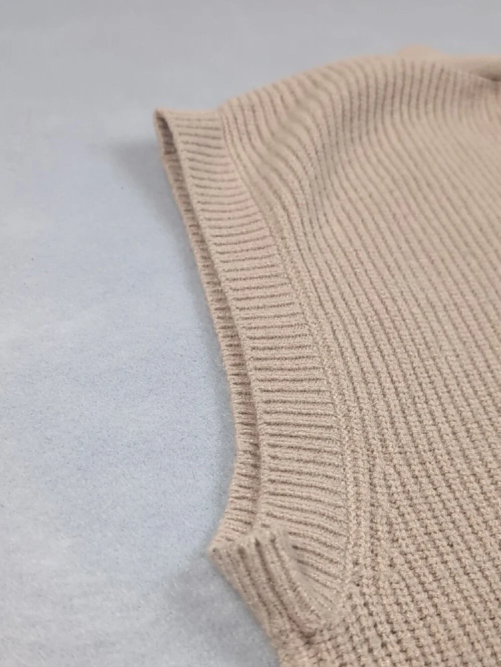 Poof Apparel Cream Ribbed Button-Front Women's Sweater Vest M